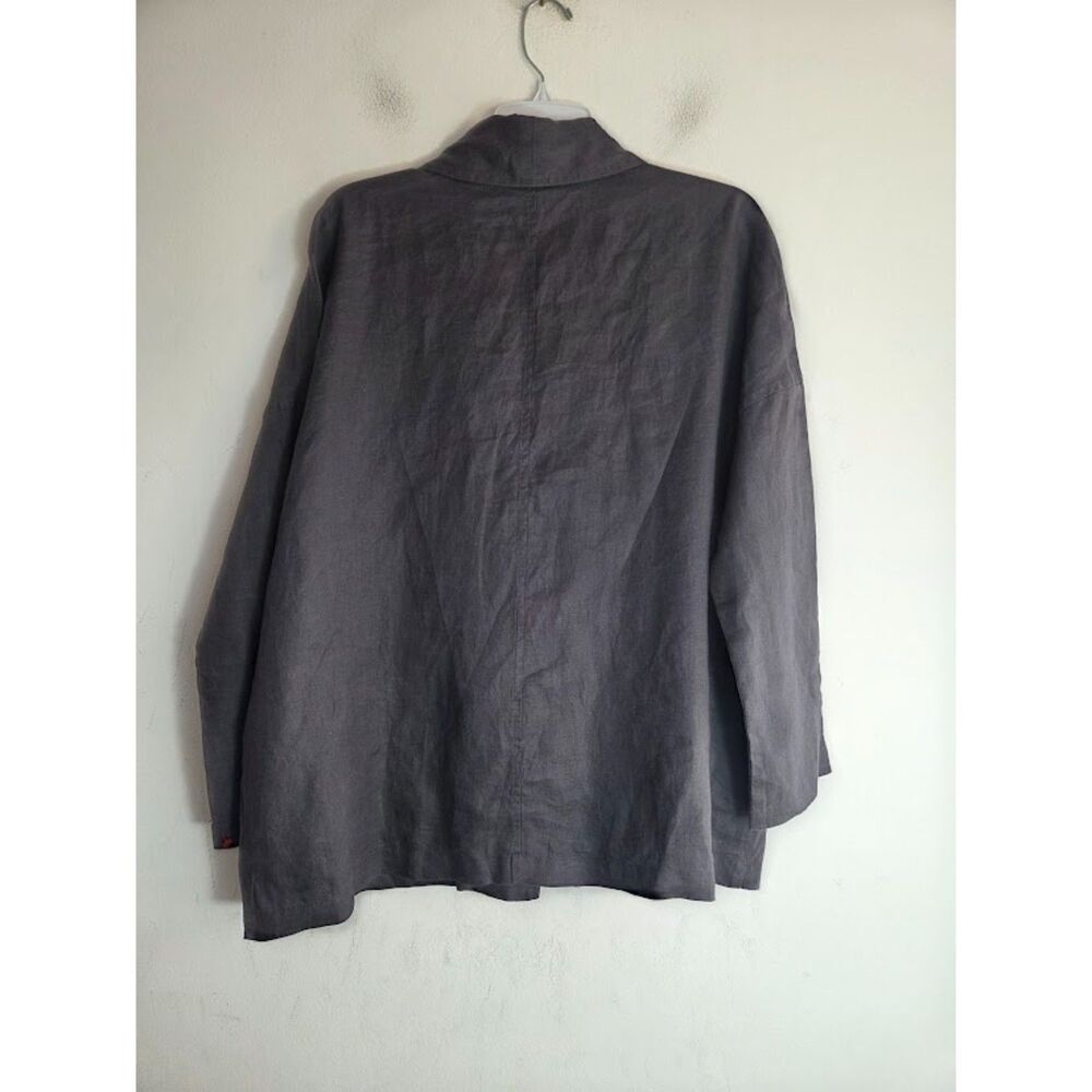 Adrienne Vittadini Dark Grey 100% Linen Boxy Boyfriend Strutcure Blazer sz Small